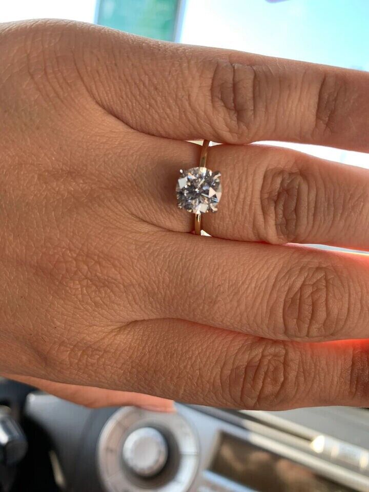 2Ct Round Cut Diamond Solitaire Engagement Wedding Ring 14k Yellow Gold Over