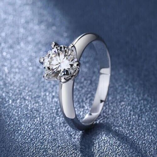 2CT Round Lab Created Diamond Women's Engagement Ring 14K White Gold Over