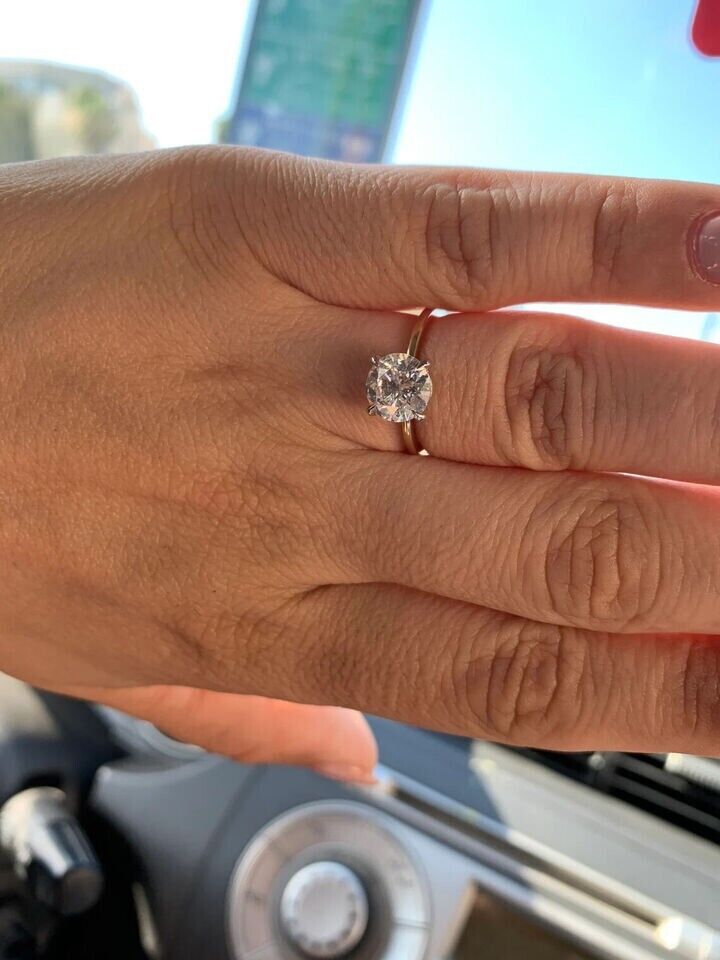 2Ct Round Cut Diamond Solitaire Engagement Wedding Ring 14k Yellow Gold Over