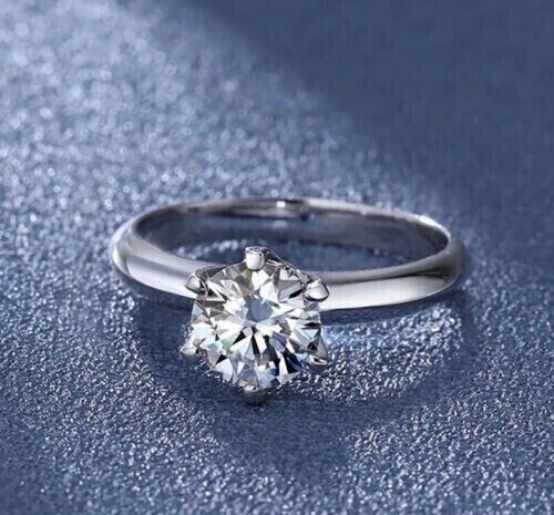 2CT Round Lab Created Diamond Women's Engagement Ring 14K White Gold Over