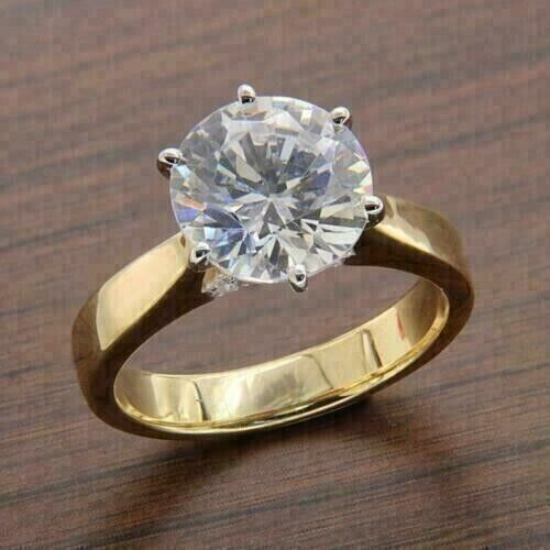 2Ct Round Cut Diamond Solitaire Engagement Wedding Ring 14k Yellow Gold Over