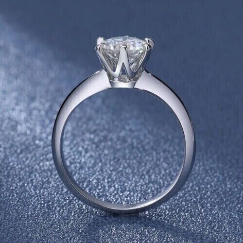 2CT Round Lab Created Diamond Women's Engagement Ring 14K White Gold Over