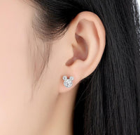 3ct Round Cut Diamond Solitaire Mouse Stud Earrings 14k White Gold Over