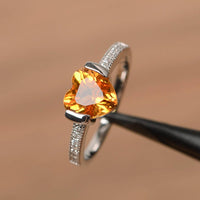 2 Ct Heart Cut Yellow Citrine Diamond 14K White Gold Finish Solitaire Ring 925 Sterling Silver