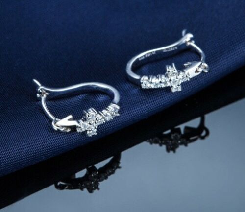 0.28Ct Round Cut VVS1/D Diamond Snap Closure Hoop Earrings 925 Sterling Silver