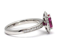 2 CT 925 Sterling Silver Pink Sapphire Cushion Cut Diamond Unique Engagement Halo Ring