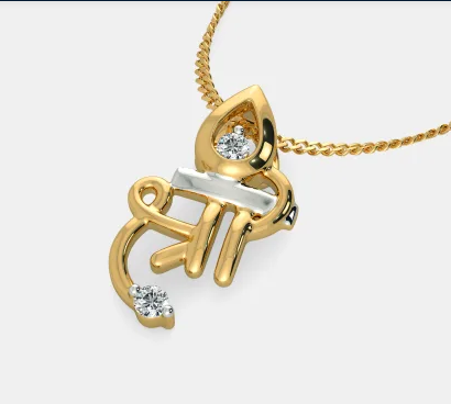 0.25 Ct Round Cut Diamond Two Tone On 925 Sterling Silver Shree Pendant