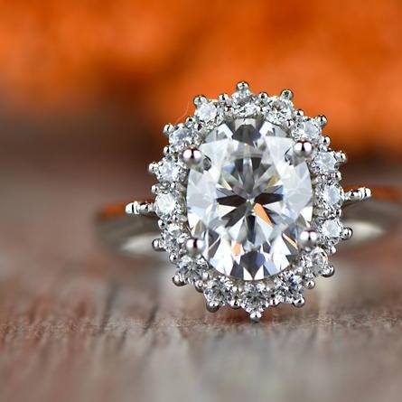 2 CT Oval Cut Diamond 925 Sterling Silver Halo Women's Promise Ring
