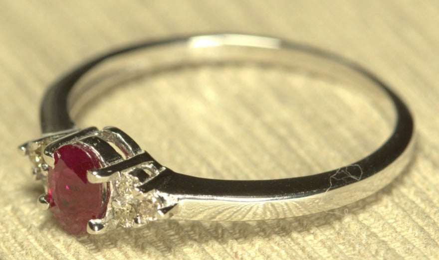 1 CT Oval Cut Ruby Red Diamond 925 Sterling Sliver Women Engagement Promise Ring