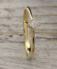 0.25 CT Round Cut Diamond 14K Yellow Gold Over 925 Sterling Silver Unique Engagement Solitaire Ring