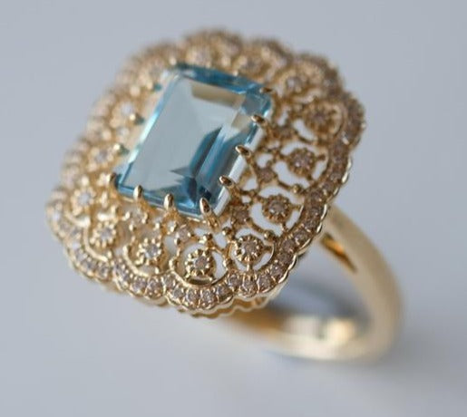 2 CT Emerald Cut Blue Aquamarine Diamond 925 Sterling Silver Women Engagement Ring