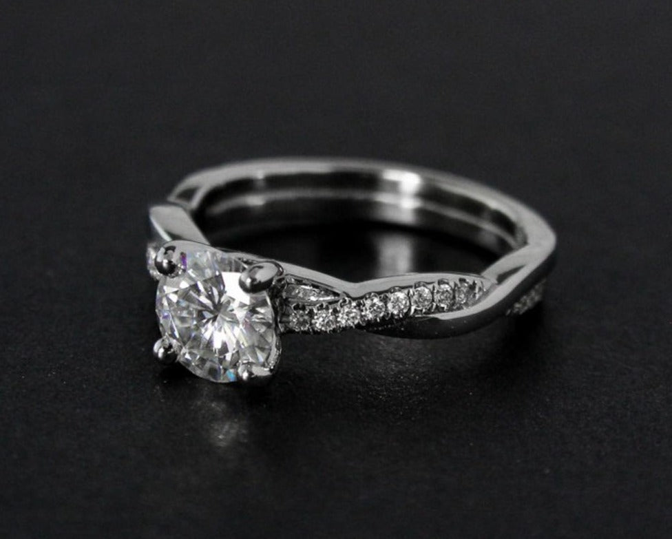 1 CT 925 Sterling Silver Round Cut Diamond Engagement Band Ring