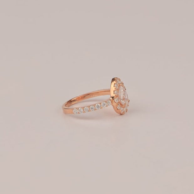 1.80 CT Pear Cut Diamond 925 Sterling Silver Halo Wedding Ring