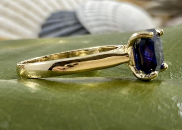 2 CT Cushion Cut Blue Sapphire 925 Sterling Silver Women Engagement Solitaire Ring
