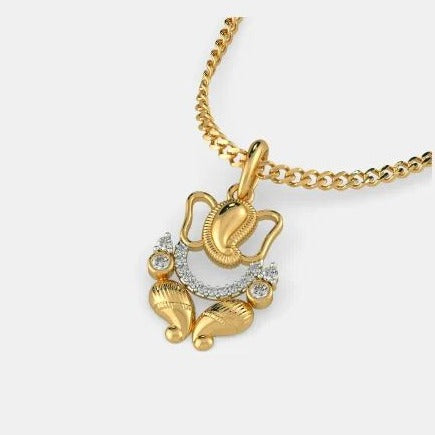 0.20 Ct Round White Diamond Yellow Gold Over On 925 Sterling Silver Ganesha Pendant