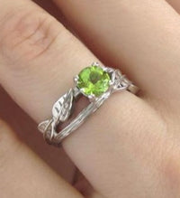 1 CT 925 Sterling Silver Green Peridot Round Cut Anniversary Solitaire Ring