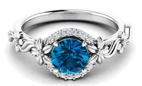 1 CT 925 Sterling Silver Blue Topaz Round Cut Diamond Women Engagement Ring