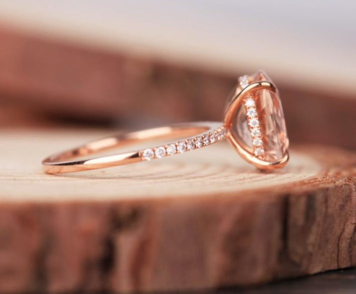 2 CT 925 Sterling Silver Oval Cut Pink Morganite Diamond Women Solitaire Ring