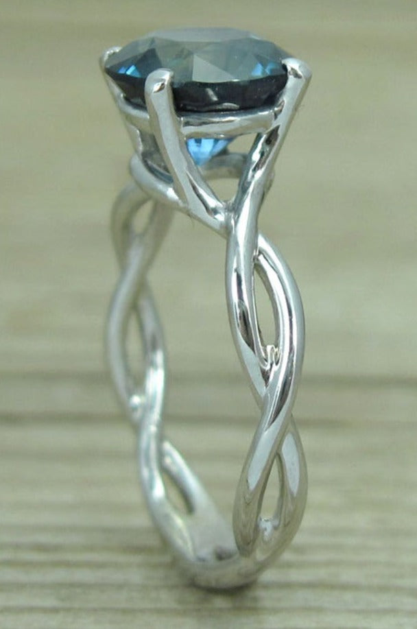 2 CT Round Cut Blue Sapphire 925 Sterling Silver Women Solitaire Engagement Ring Gift For Her
