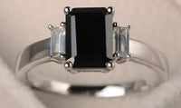 1 CT Emerald Cut Black Cubic Zirconia Diamond 925 Sterling Sliver Women Anniversary Ring