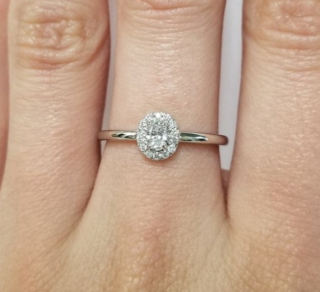 1 CT Oval Cut Diamond 925 Sterling Silver Wedding Promise Halo Ring