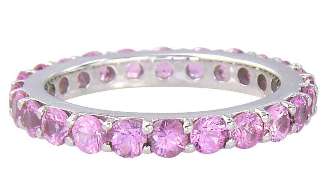1 CT Round Cut Pink Sapphire 925 Sterling Silver Women Anniversary Band Ring Gift For Her - atjewels.in