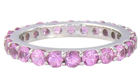 1 CT Round Cut Pink Sapphire 925 Sterling Silver Women Anniversary Band Ring Gift For Her - atjewels.in