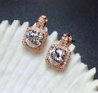 3.50 Ct Round Cut Rose Gold Over On 925 Sterling Silver Push Back Halo Earrings