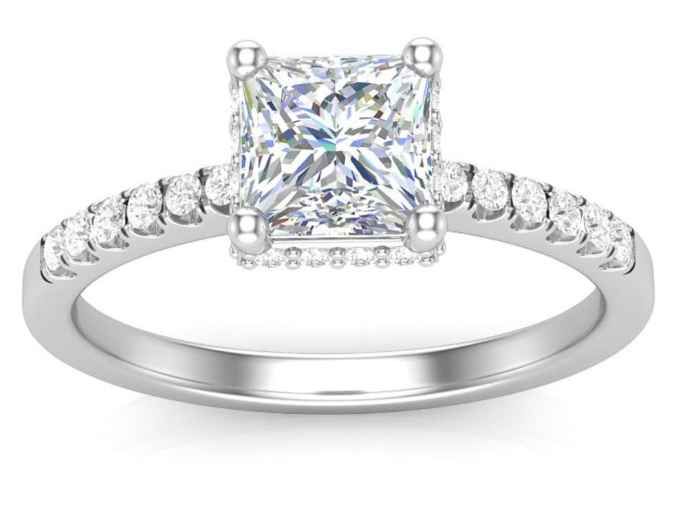 1 CT Princess Cut Diamond 925 Sterling Silver Women Engagement Wedding Halo Ring