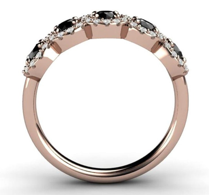 2 CT Round Cut Black Cubic Zirconia Diamond 925 Sterling Silver Unique Engagement Halo Band Ring