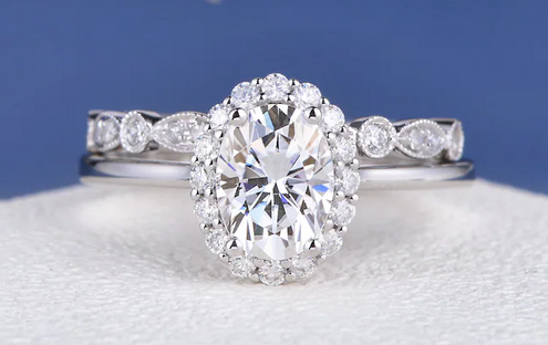CT Oval Cut White Gold Over On 925 Sterling Silver Engagement