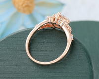 1 CT Round Cut Rose Gold Over On 925 Sterling Silver Vintage Floral Leaf Anniversary Ring For Women
