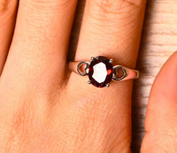 1 CT Oval Cut Red Garnet White Gold Over On 925 Sterling Silver Solitaire W/Accents Ring