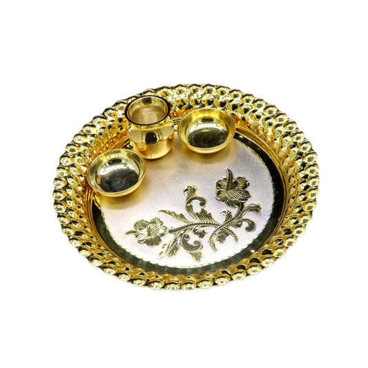 Exclusive Gold Silver Twotone Exclusive Silver Arati Thali