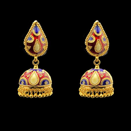 Magnificent Glam Meenakari 22K Gold Jhumkas