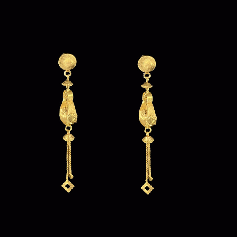 Radiant  Chain Design 22K Gold Traditional Double Layer  earrings