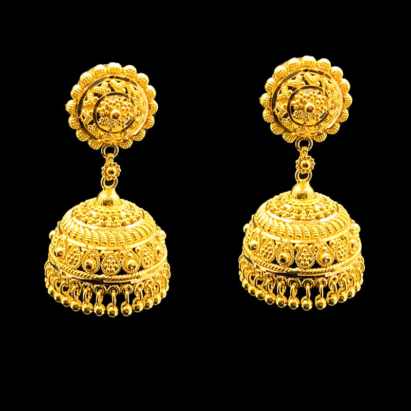 Gold-Plated Jhumka Earrings with Umbrella Hanging - Reeya LifeStyle