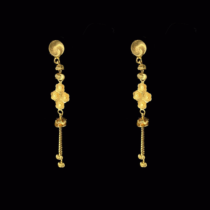 Enticing Hanging Chain Moti Design 22k Gold earrings –
