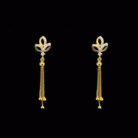 Three leaves Design Traditional 22K Gold  earrings