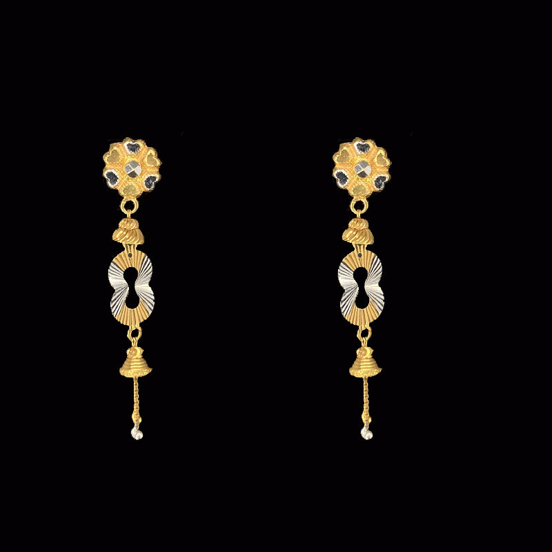 Infinite 22 K Gold Floral Stud With Hanging Jhumkas