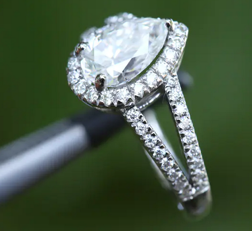 2 CT Pear Cut White Gold Over On 925 Sterling Silver Split Shank Engagement Ring