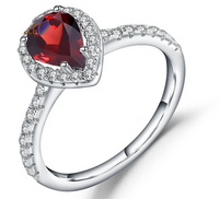 1 CT Pear Cut Red Garnet White Gold Over On 925 Sterling Silver Halo Engagement Ring