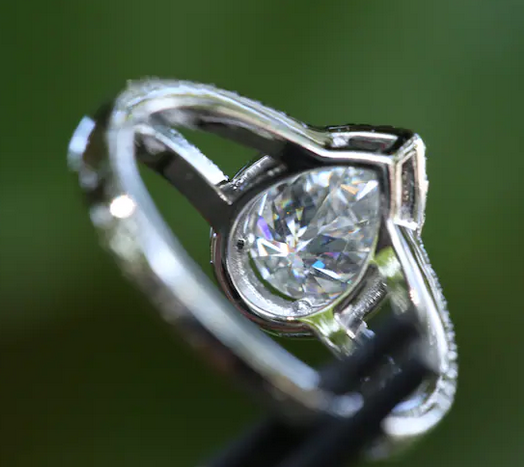2 CT Pear Cut White Gold Over On 925 Sterling Silver Split Shank Engagement Ring