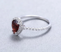 1 CT Pear Cut Red Garnet White Gold Over On 925 Sterling Silver Halo Engagement Ring