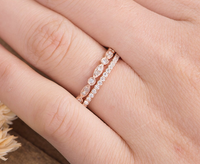 1 CT Round Cut White Diamond Rose Gold Over On 925 Sterling Silver Half Eternity Ring  Ring Set