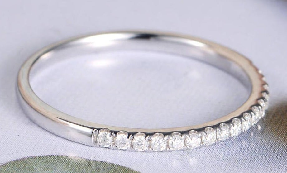 0.15 CT Round Cut Diamond 925 Sterling Silver Band Women Engagement Promise Ring