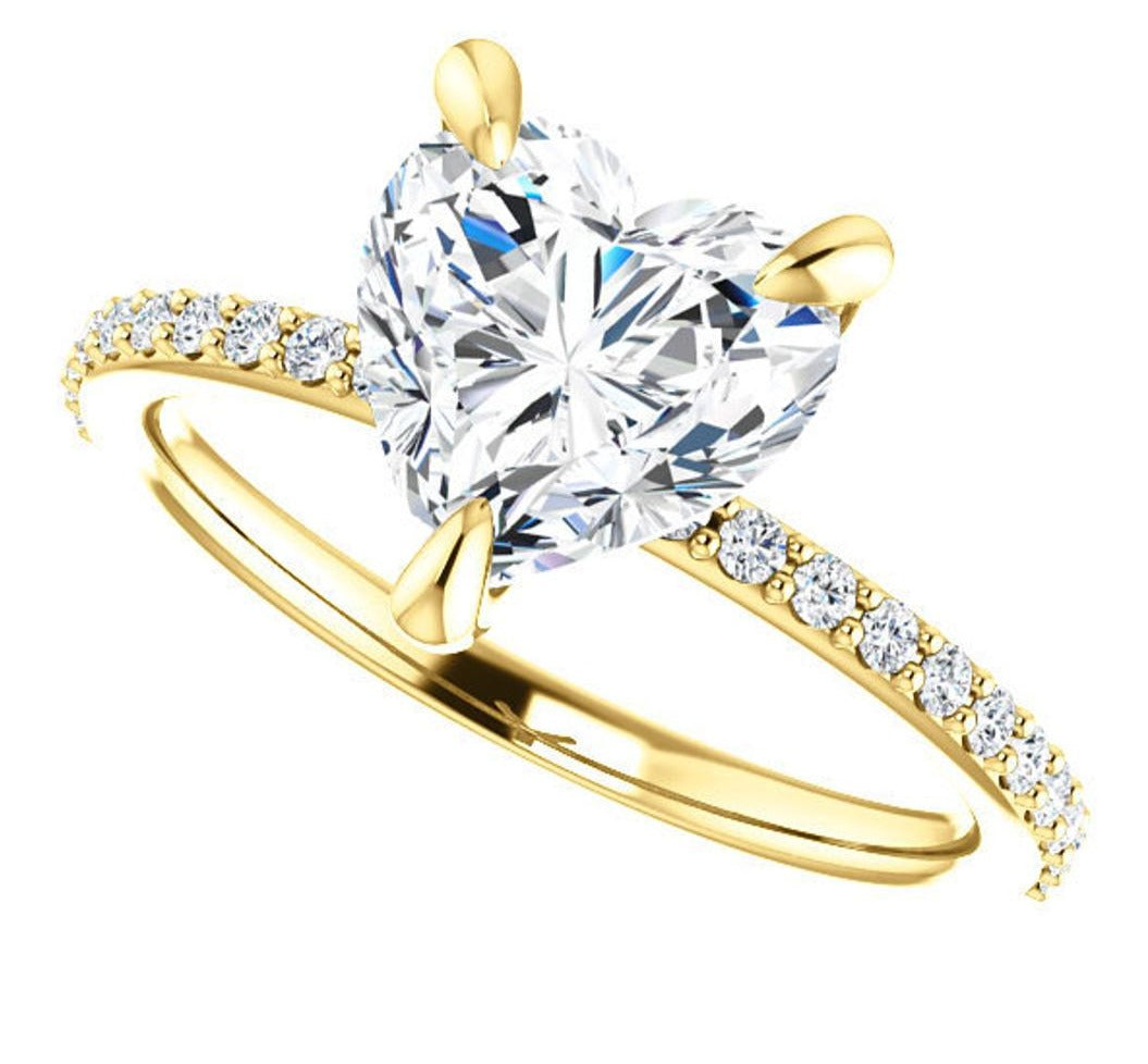 2 CT Heart Cut Diamond 925 Sterling Silver Unisex Anniversary promise Ring