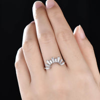 1 CT Baguette Cut Diamond 925 Sterling Silver Wedding Band for Women Curved Ring