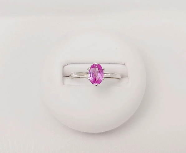 1 CT Oval Cut Pink Sapphire White Gold Over On 925 Sterling Silver Solitaire Engagement Ring