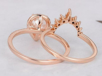1 CT Pear Cut Rose Gold Over On 925 Sterling Silver Bridal Promise Ring Set